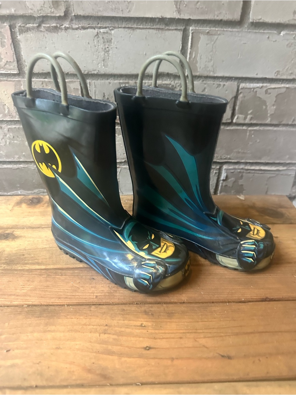 Kids Batman Rain Boots in Black and Teal
